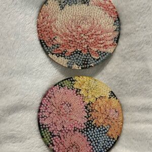 7-6.  Floral Patterned Diamond Art Coasters